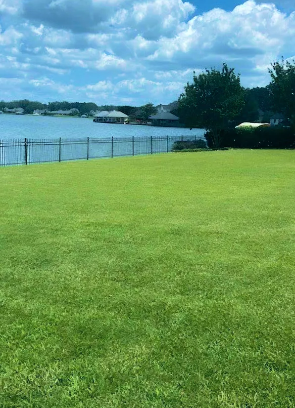 TruGreen lawn next to a lake